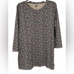 Lands End Women’s Pima Cotton Knot Floral Top Tunic Large